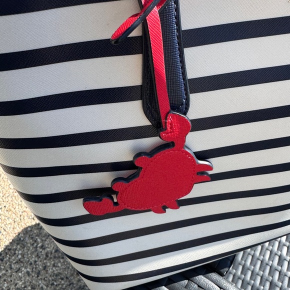 Kate Spade Marlee Large Top Zip Shoulder Tote Parisian Navy Stripe Crab - Picture 6 of 6